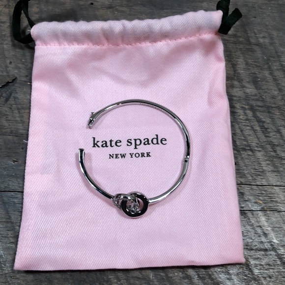 Kate Spade Rhinestone accent silver tone hinge bangle bracelet - Picture 6 of 9